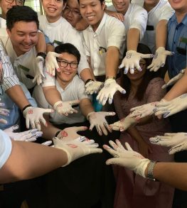 The Advances in Orthopaedics Course delegates with the gloves for the hand defects practical